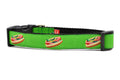 Medium dog collar with Chicago Style Hot Dogs and Green Background