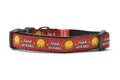 XS red dog collar with the words Fetch Wizard and a tennis ball icon with lightening bolts.