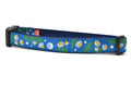 Large dark teal dog collar with chamomile flowers, stars, and half moon design.