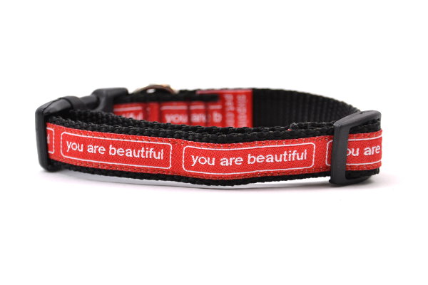You Are Beautiful Stickers Dog Collar Xs Red